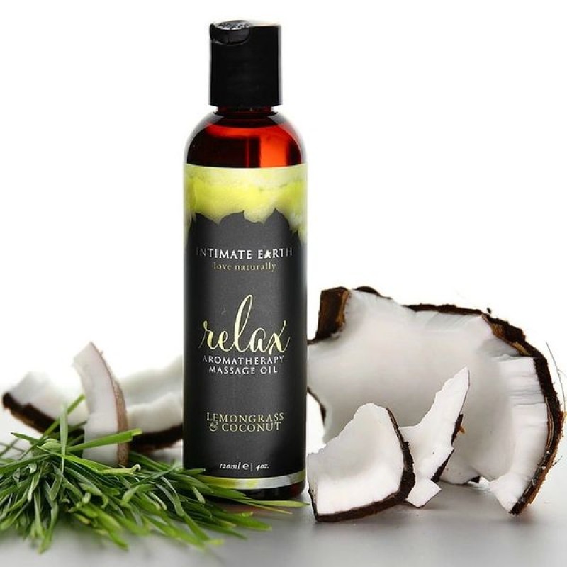 Intimate Earth Relax Aromatherapy Massage Oil 120ml - Lemongrass & Coconut